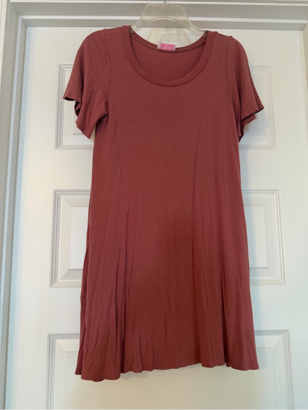 Pink Lily Dusty Rose Short Sleeve Scoop Neck Tshirt Dress